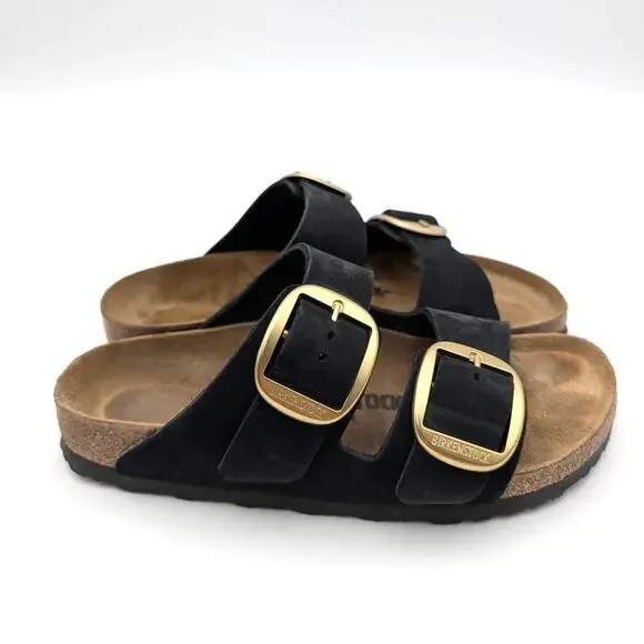 Birkenstock Arizona Big Buckle Nubuck Sandals Unisex Black Size USW6/M4 EU37 - Picture 3 of 12